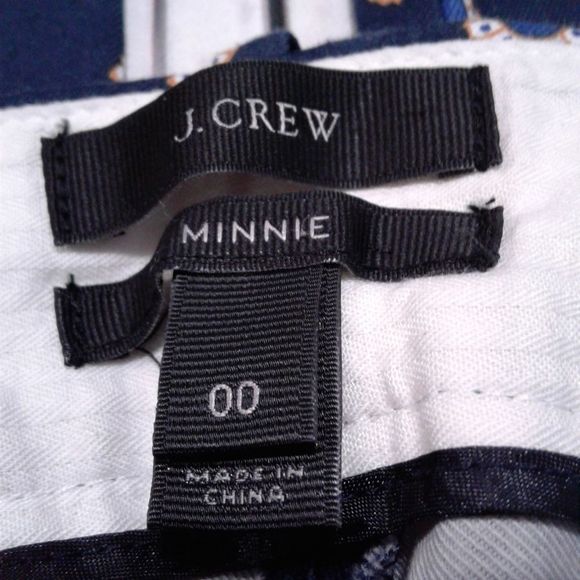 J.Crew Foulard Print Minnie Pants Skinny Ankle Navy Blue Size 00 - Picture 7 of 8